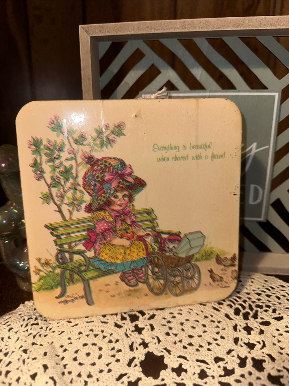 Vintage Psychedelic Bright Color Pot Plaque
